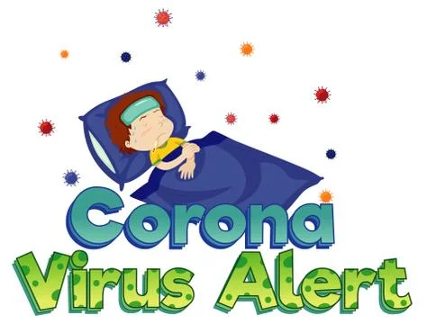 Poster design for coronavirus theme with sick boy in bed Stock Illustration