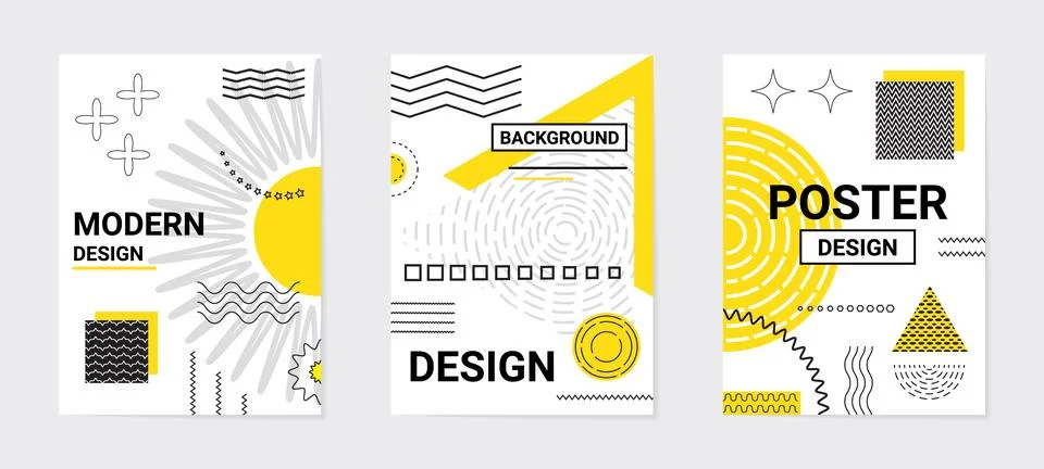 Poster design. Minimalistic geometric creative design. Templates set. Abstract Stock Illustration