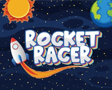 Poster design with rocket racer in the dark universe 스톡 일러스트