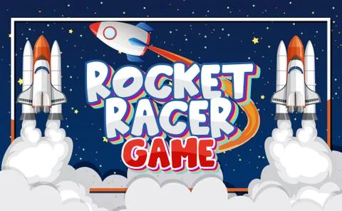 Poster design with rocket racer game in space background 스톡 일러스트