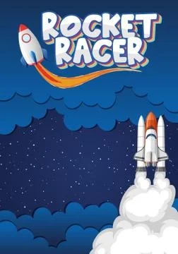 Poster design with rocket ships in the space background 스톡 일러스트