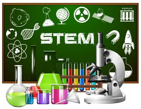 Poster design for stem education with science tools Stock Illustration