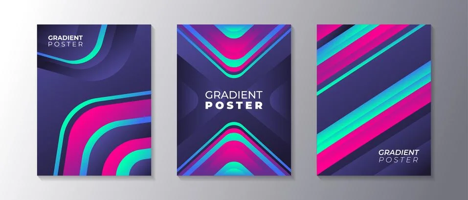 Poster Design template with glow modern gradient, in dark background, can be  Stock-Illustration