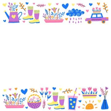 Poster with doodle spring icons. Illustrazione stock