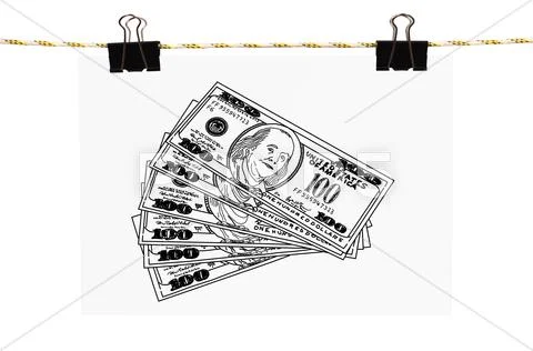Poster with drawing dollars Stock Photos