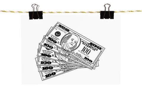 Poster with drawing dollars Stock Photos