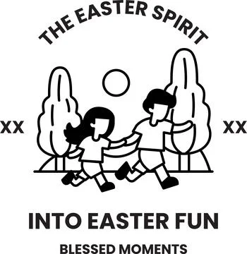A poster for Easter Spirit that shows two children running Stock Illustration