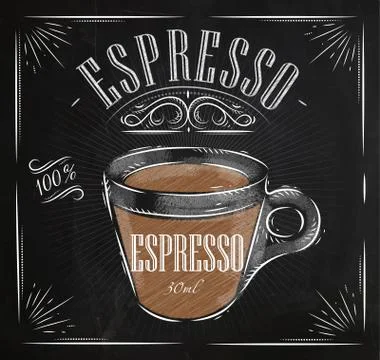 Poster espresso chalk 스톡 일러스트