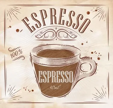 Poster espresso kraft 스톡 일러스트