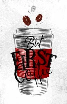 Poster first coffee Stock Illustration