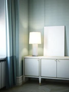 Poster frame on chest of drawers Stock Illustration