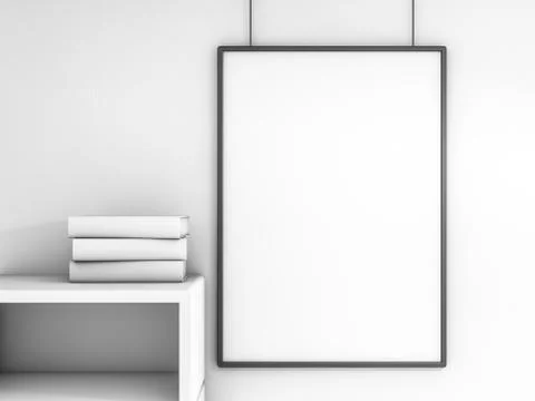 Poster frame mock up template. 3D Stock Illustration