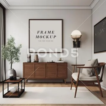 Poster Frame Mockup in Home Interior PSD Template