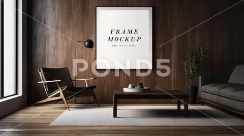 Poster Frame Mockup in Home Interior PSD Template