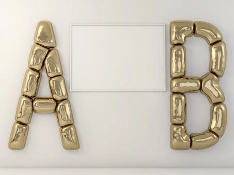 Poster with Frame Mockup in interior. 3D Stock Illustration