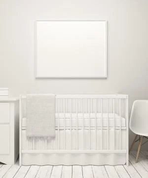 Poster Frame Mockup Nursery Theme Landscape orientation Stock Photos