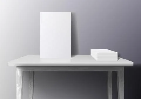Poster Frame Mockup On White Table In Interior Stock Illustration