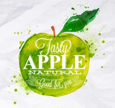 Poster fruit apple green 스톡 일러스트