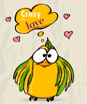 Poster with funny bird. Stock Illustration