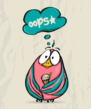 Poster with funny bird. Stock Illustration