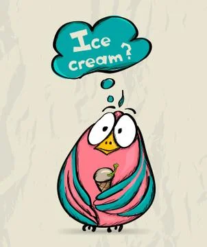 Poster with funny bird. Stock Illustration