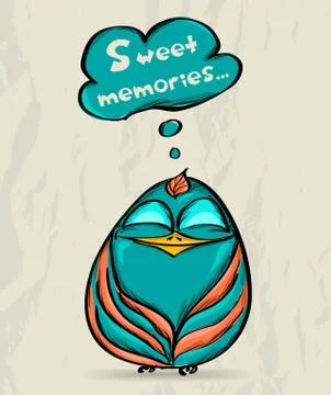 Poster with funny bird. Stock Illustration