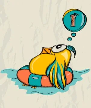 Poster with funny bird. Stock Illustration