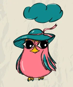 Poster with funny bird. Stock Illustration