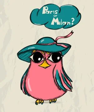 Poster with funny bird. Stock Illustration