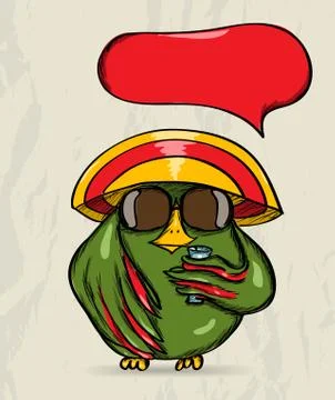 Poster with funny bird. Stock Illustration