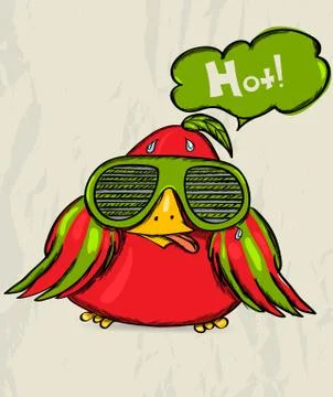 Poster with funny bird. Stock Illustration