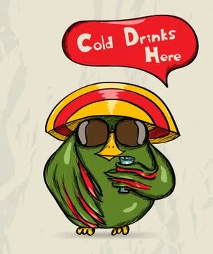 Poster with funny bird. Stock Illustration