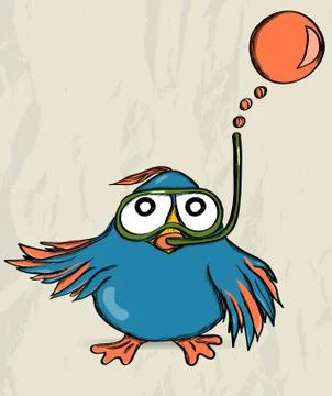 Poster with funny bird. Stock Illustration