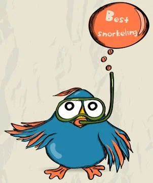 Poster with funny bird. Stock Illustration