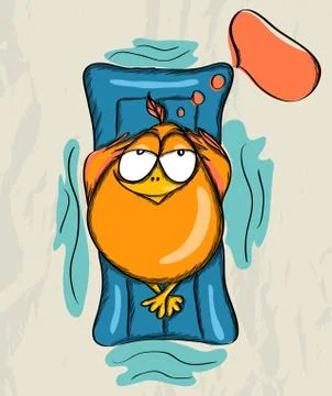 Poster with funny bird. Stock Illustration