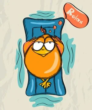 Poster with funny bird. Stock Illustration