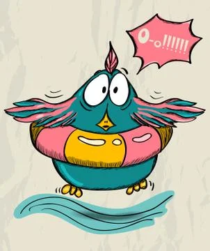 Poster with funny bird. Stock Illustration