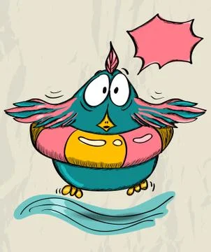 Poster with funny bird. Stock Illustration