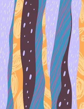 Poster with hand drawn abstract pattern vertical lines vector illustration Stock Illustration