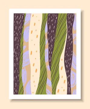 Poster with hand drawn abstract pattern vertical lines vector illustration Stock Illustration