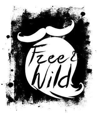 Poster with hand drawn beard and mustache Stock Illustration