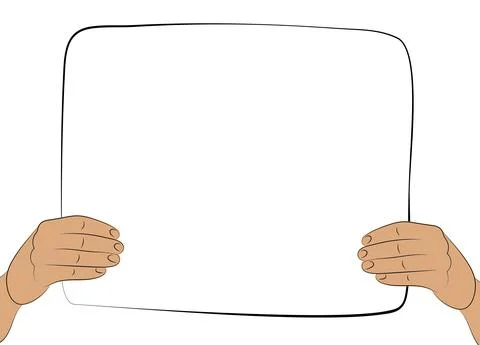 Poster in hand. Place for your text. Empty copy space. Vector illustration Stock Illustration