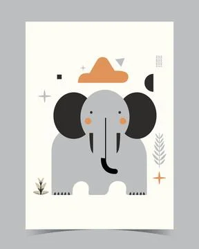 A poster that has an elephant on it Stock Illustration