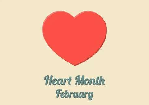 Poster for Heart Month (February) with big red heart Stock Illustration