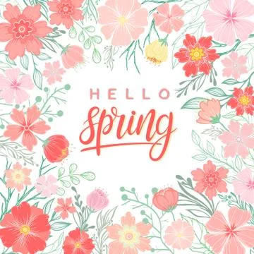 Poster hello spring Stock Illustration