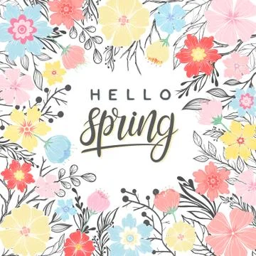 Poster hello spring Stock Illustration