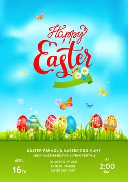 Poster holiday Easter eggs Stock Illustration