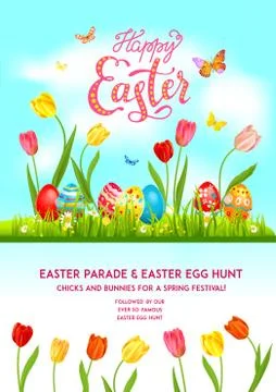 Poster holiday flowers Easter Stock Illustration