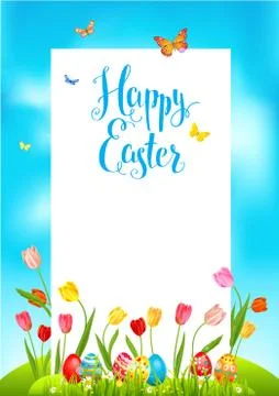 Poster holiday tulips Easter Stock Illustration