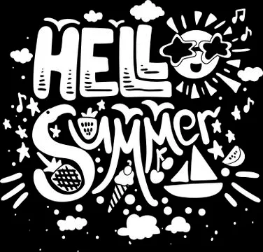 Poster Hot Hell Summer Original Hand Drawn Quote Stock Illustration